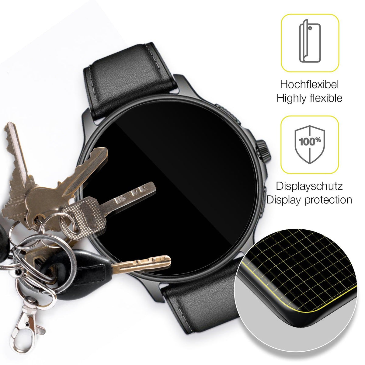 2x Screen Protector for Smartwatch 28.5mm durchmesser Protective Film covers