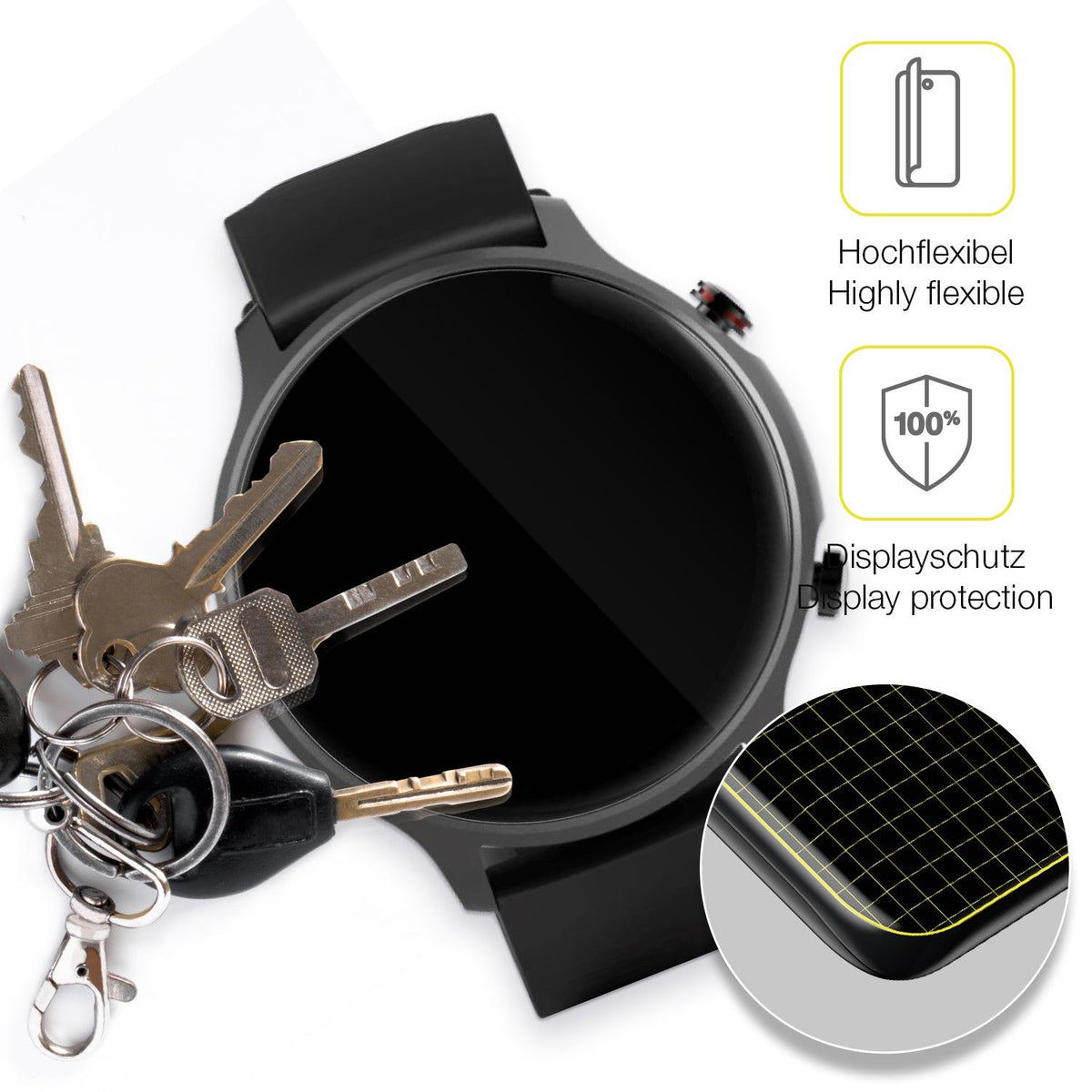 2x Screen Protector for Hama 6910 Smartwatch Protective Film covers 100% dipos