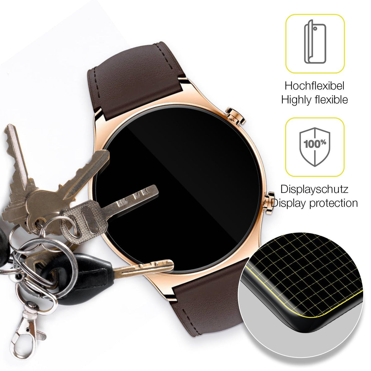 2x Screen Protector for Honor Watch GS 3 Protective Film covers 100% dipos Flex