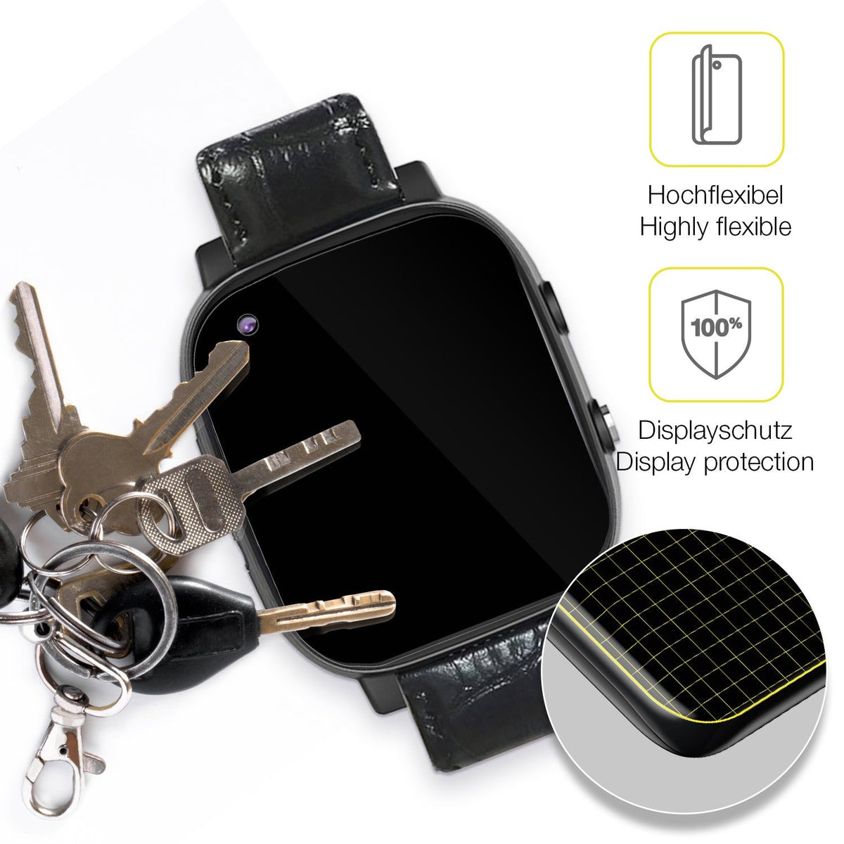 2x Screen Protector for Weyot Notruf Smartwatch Protective Film covers 100%