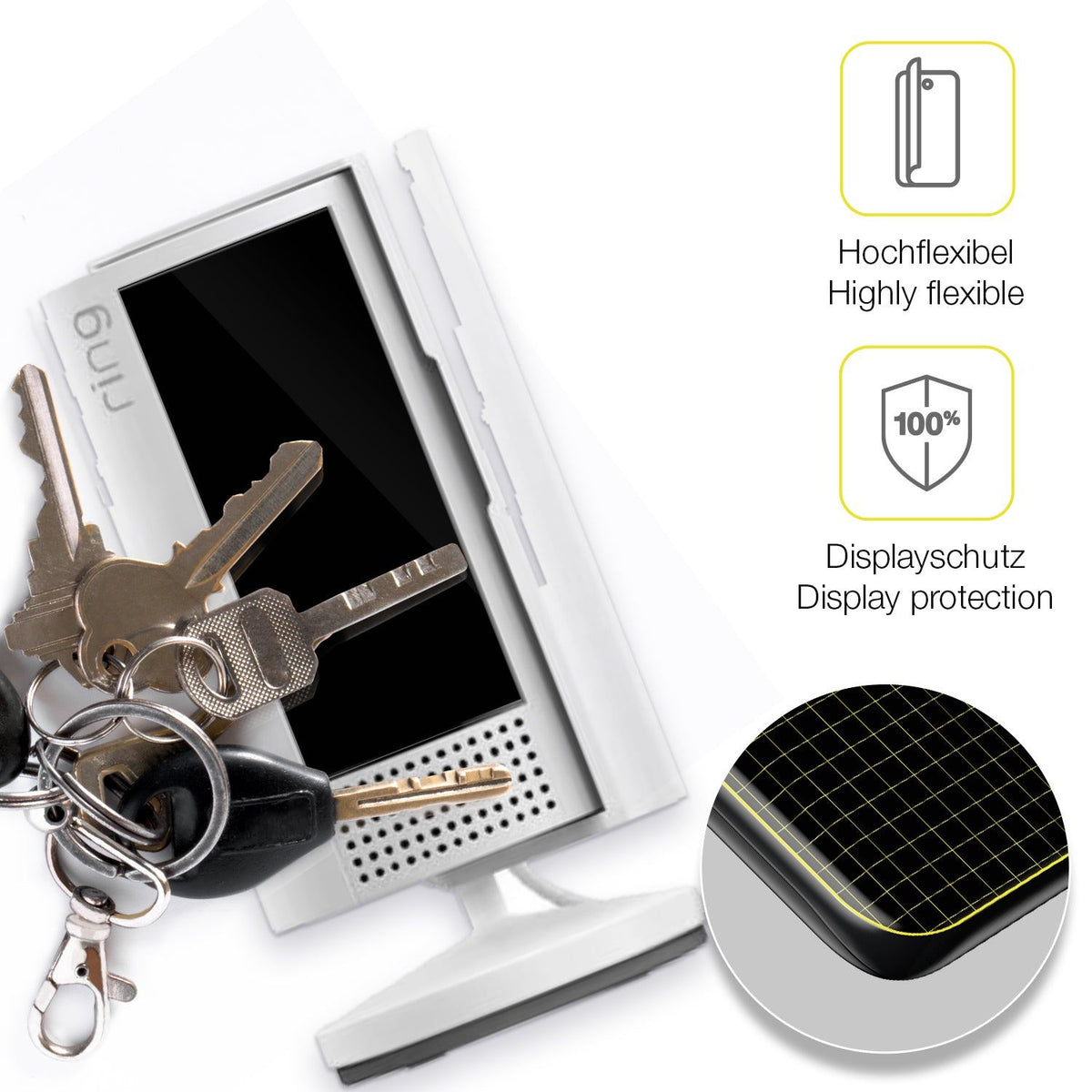 2x Screen Protector for Ring Indoor Camera 2. Gen Protective Film covers 100%