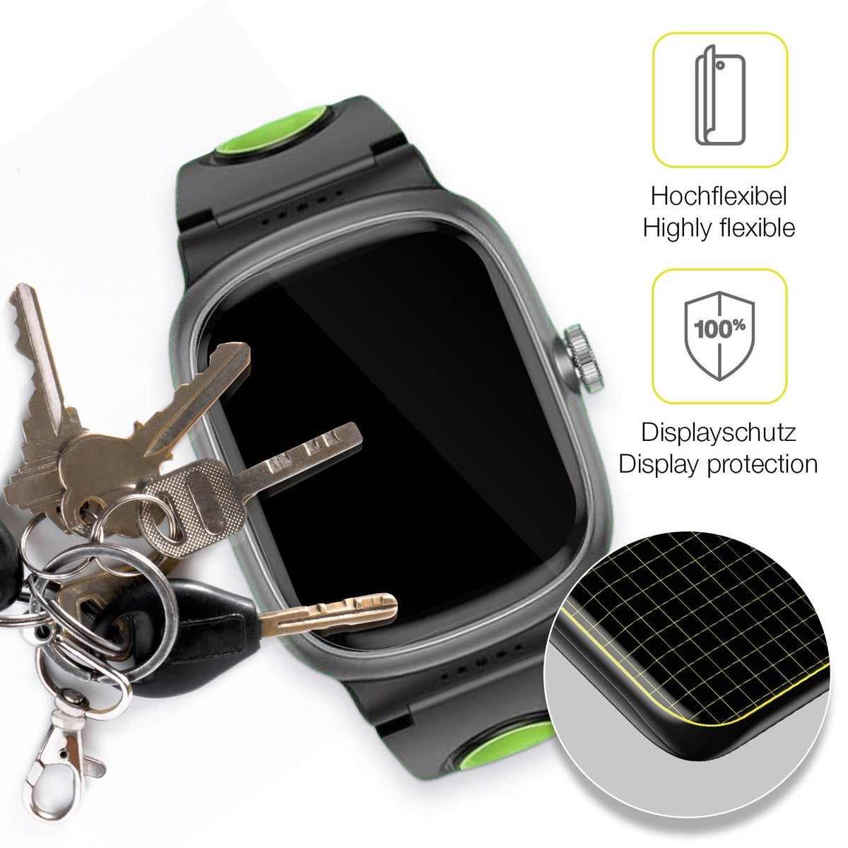 2x Screen Protector for anyloop Kinder Smartwatch Protective Film covers 100%