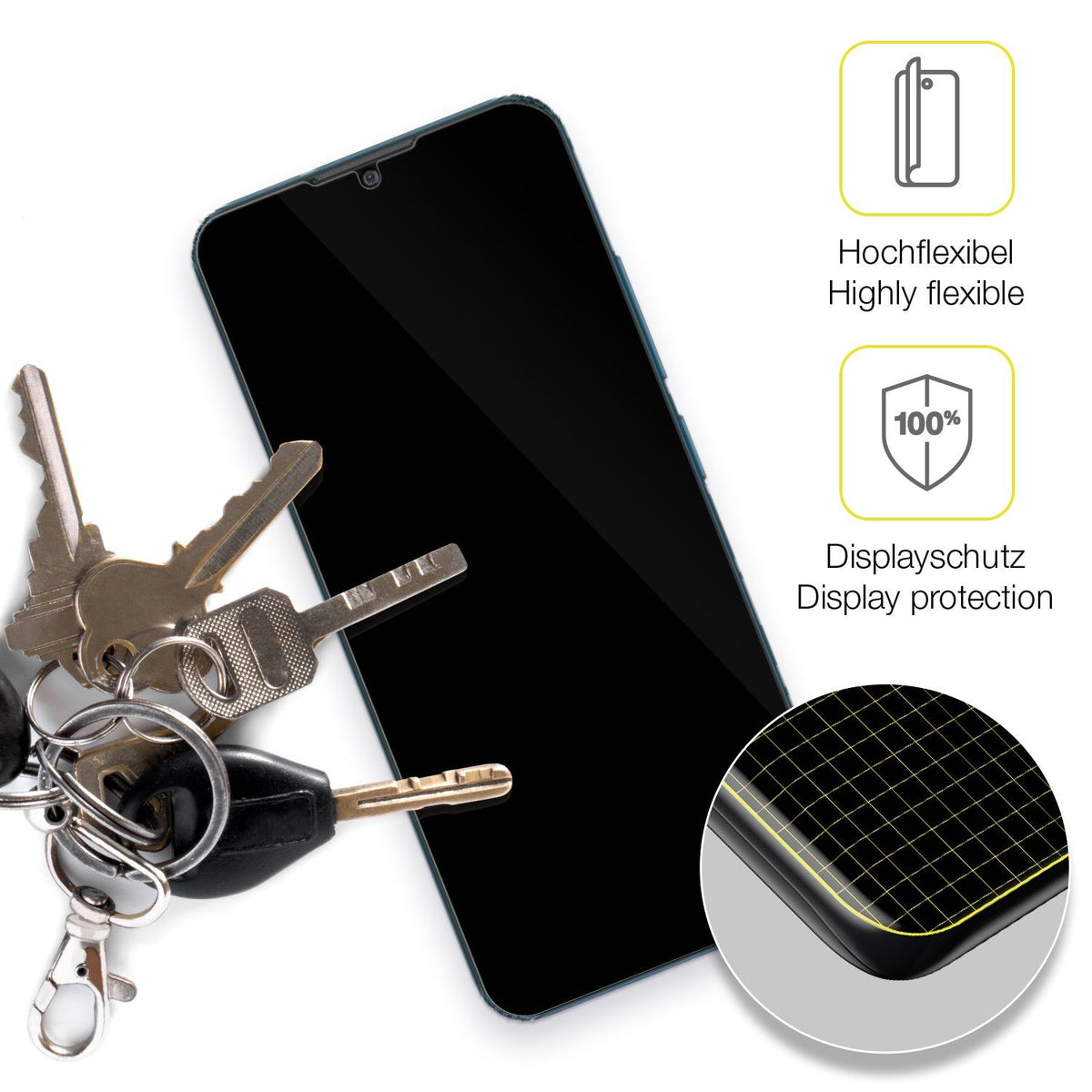 2x Screen Protector for Coolpad Cool 20 Protective Film covers 100% dipos Flex