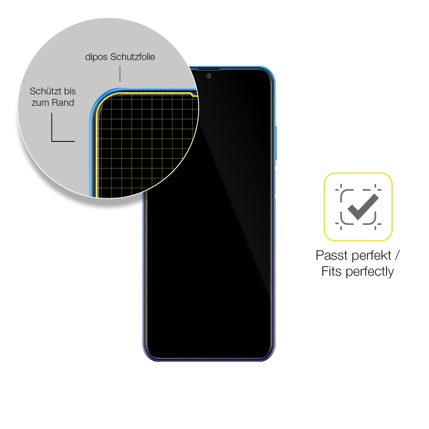 Schutzfolie mit optimaler Passform, zur Verwendung mit Hüllen geeignet