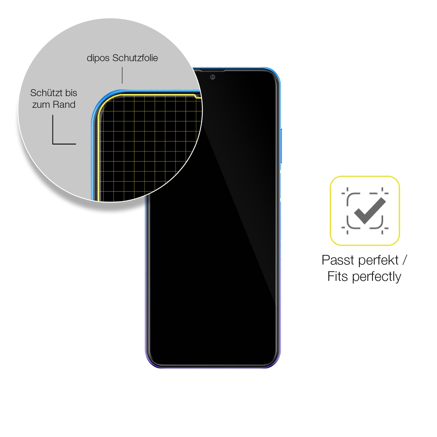 Schutzfolie mit optimaler Passform, zur Verwendung mit Hüllen geeignet