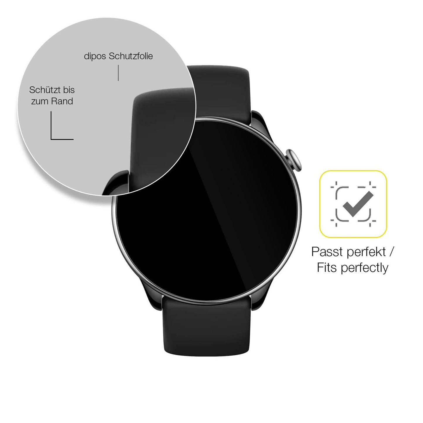 2x Screen Protector for Amazfit GTR mini Protective Film covers 100% dipos Flex