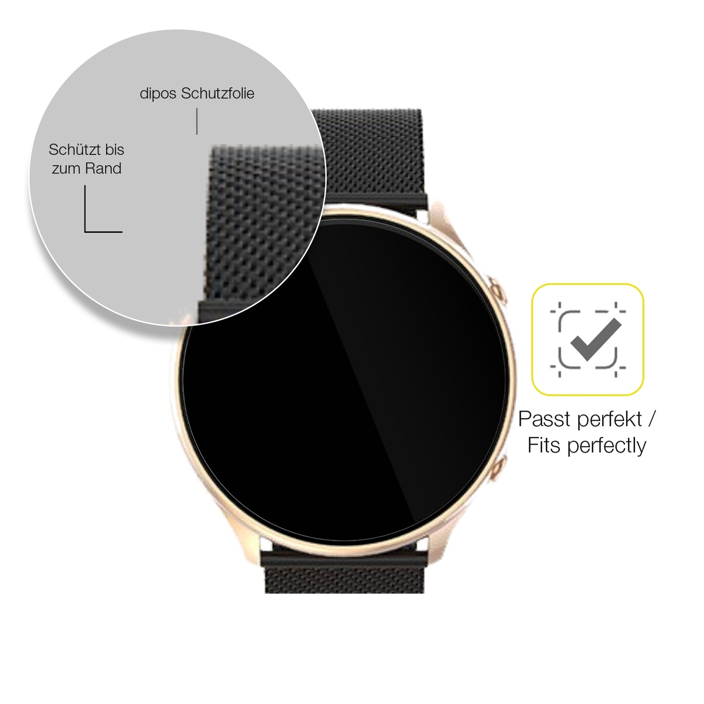 2x 3D Full Cover Schutzfolie für SLOKSFil S51 Smartwatch