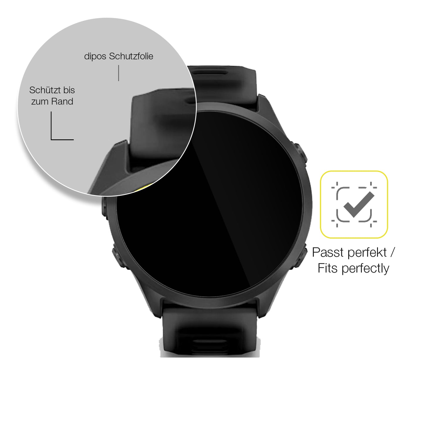 2x 3D Full Cover Schutzfolie für Garmin Forerunner 570 47mm