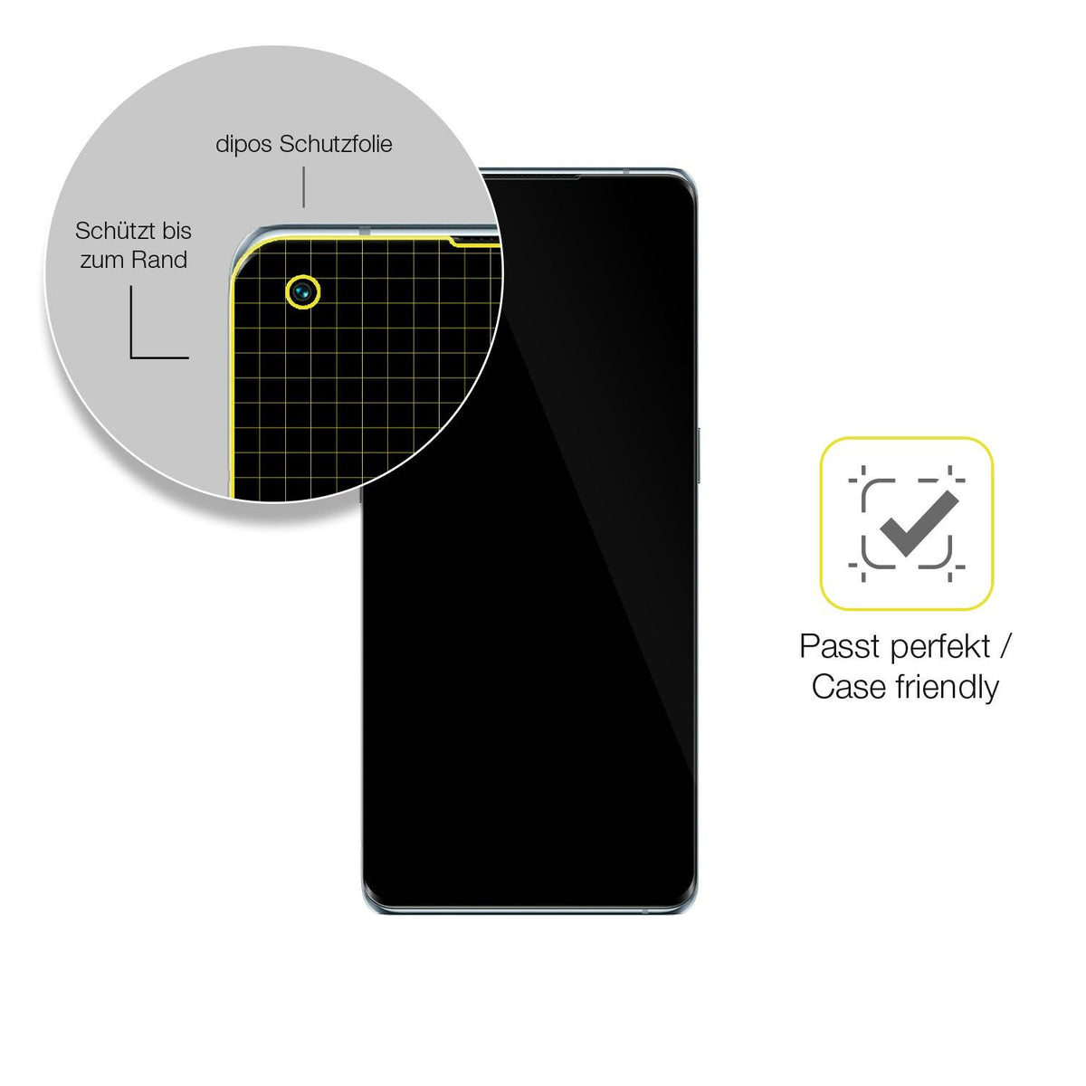 3x Screen Protector for Oppo Reno6 Pro 5G Protective Film covers 100% dipos Flex