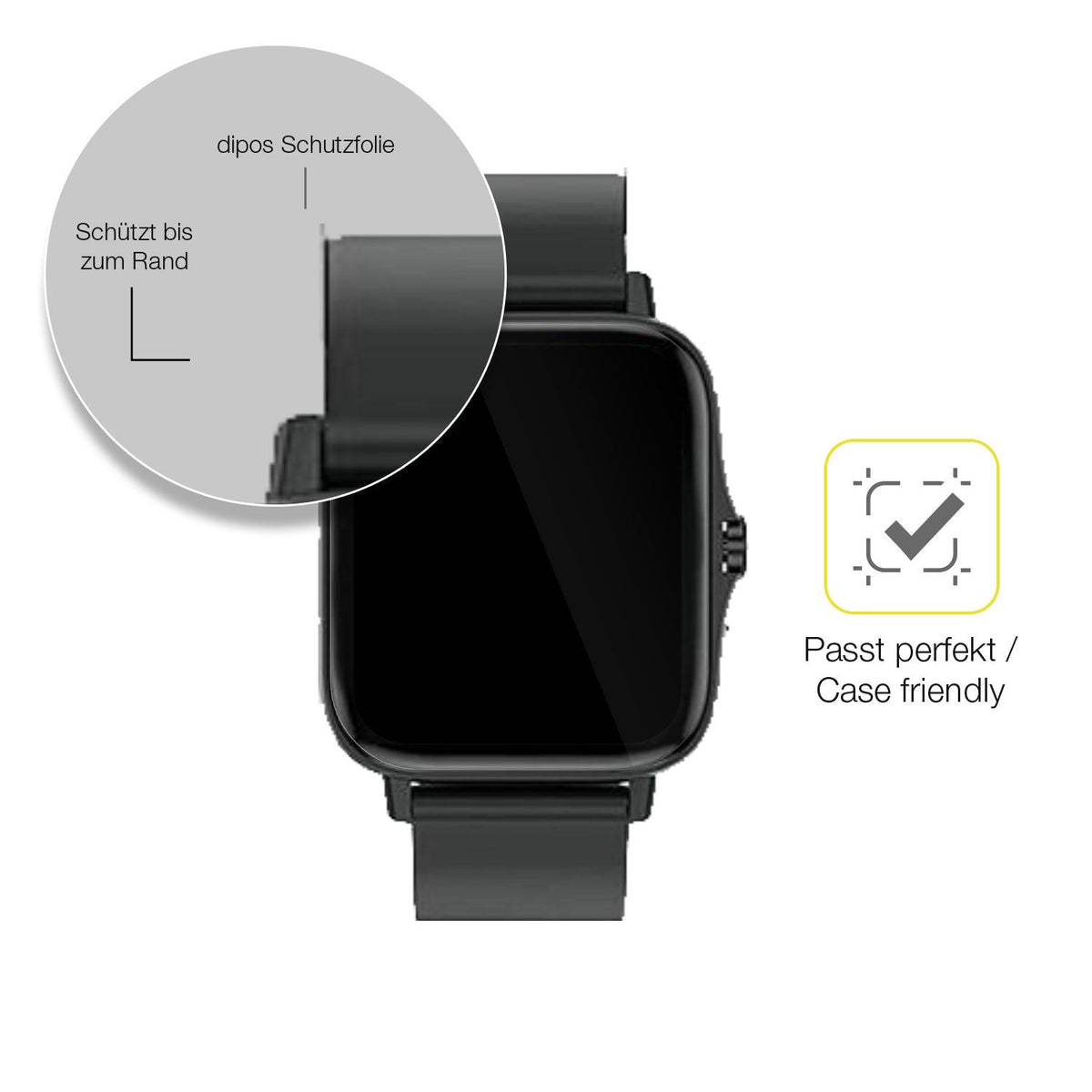 3x Screen Protector for Kaseemi 1,7 inch Smartwatch Protective Film covers 100%
