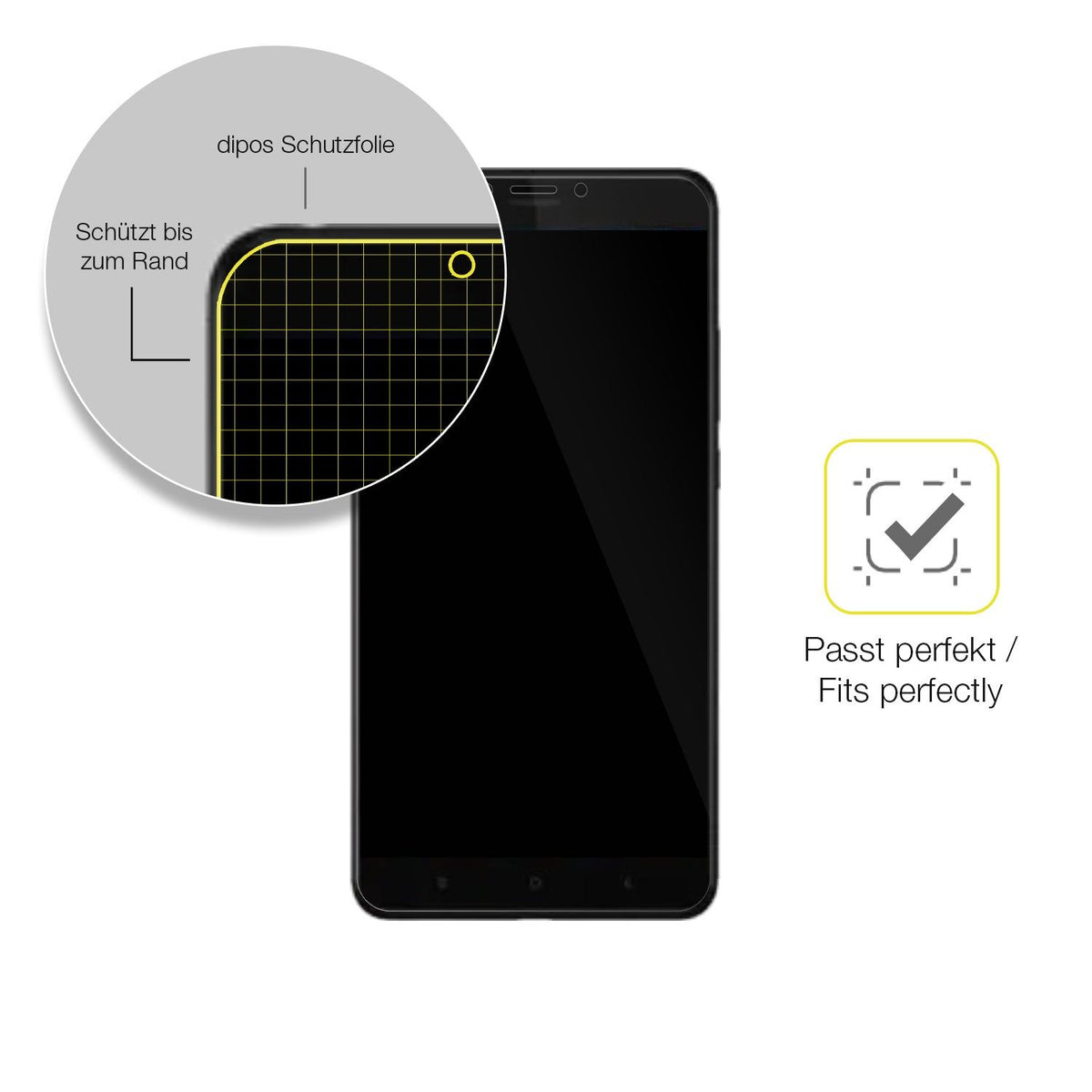 2x Screen Protector for Xiaomi Mi Max 3 Protective Film covers 100% dipos Flex