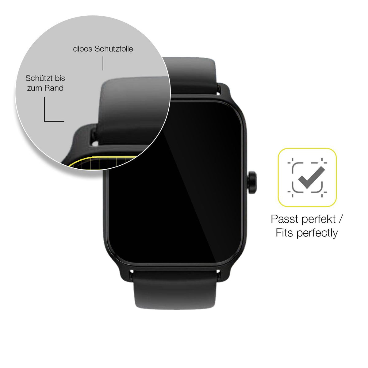 2x Screen Protector for IFMDA 1.8 Zoll Smartwatch Protective Film covers 100%