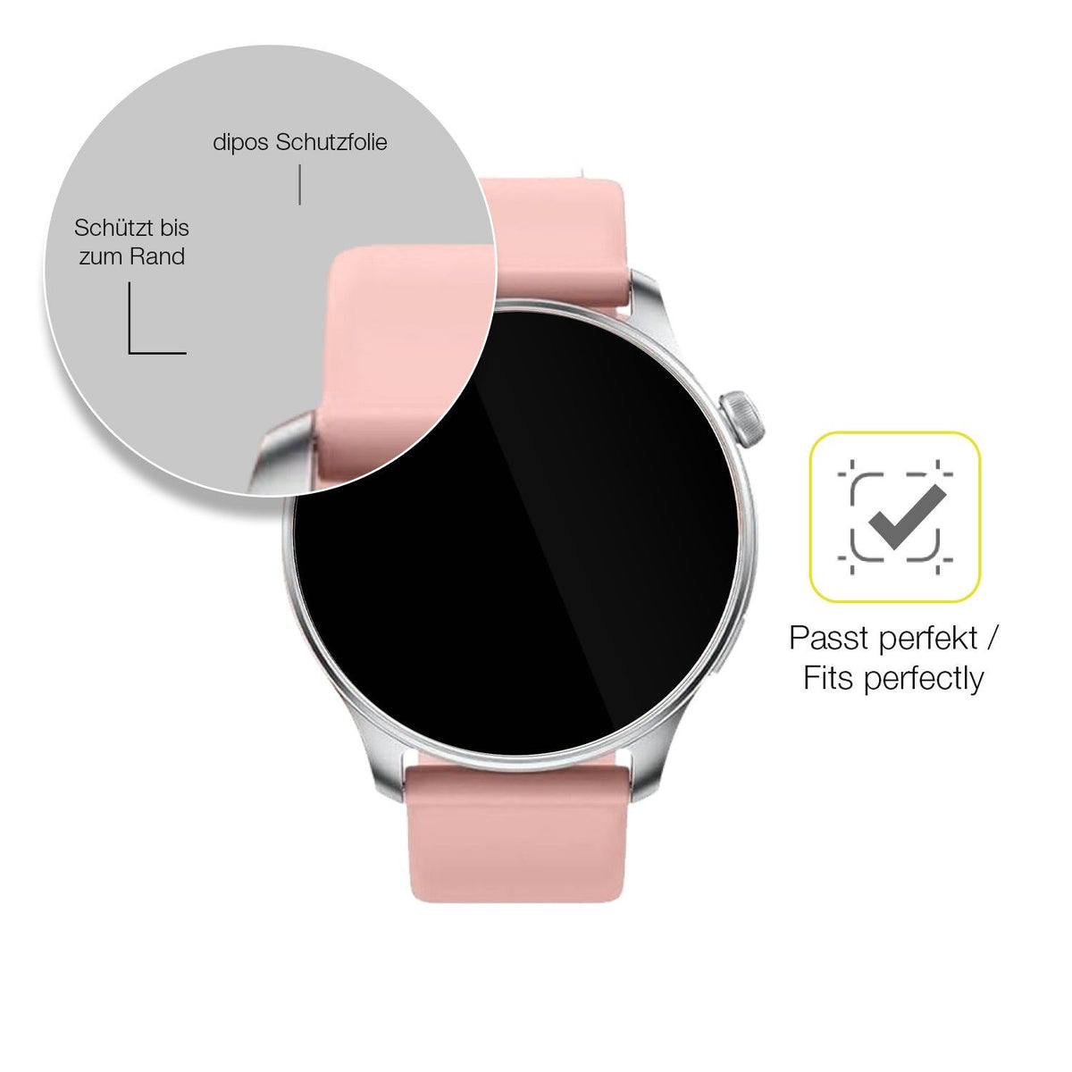 2x Screen Protector for Fempoin T10 Pro 1.43 Zoll Protective Film covers 100%