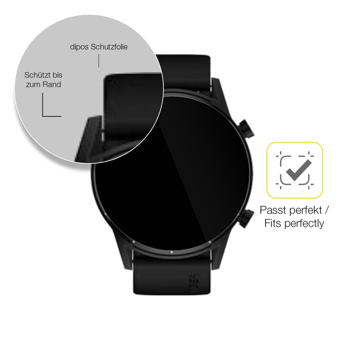 2x Screen Protector for Tecno Watch Pro 2 Protective Film covers 100% dipos Flex