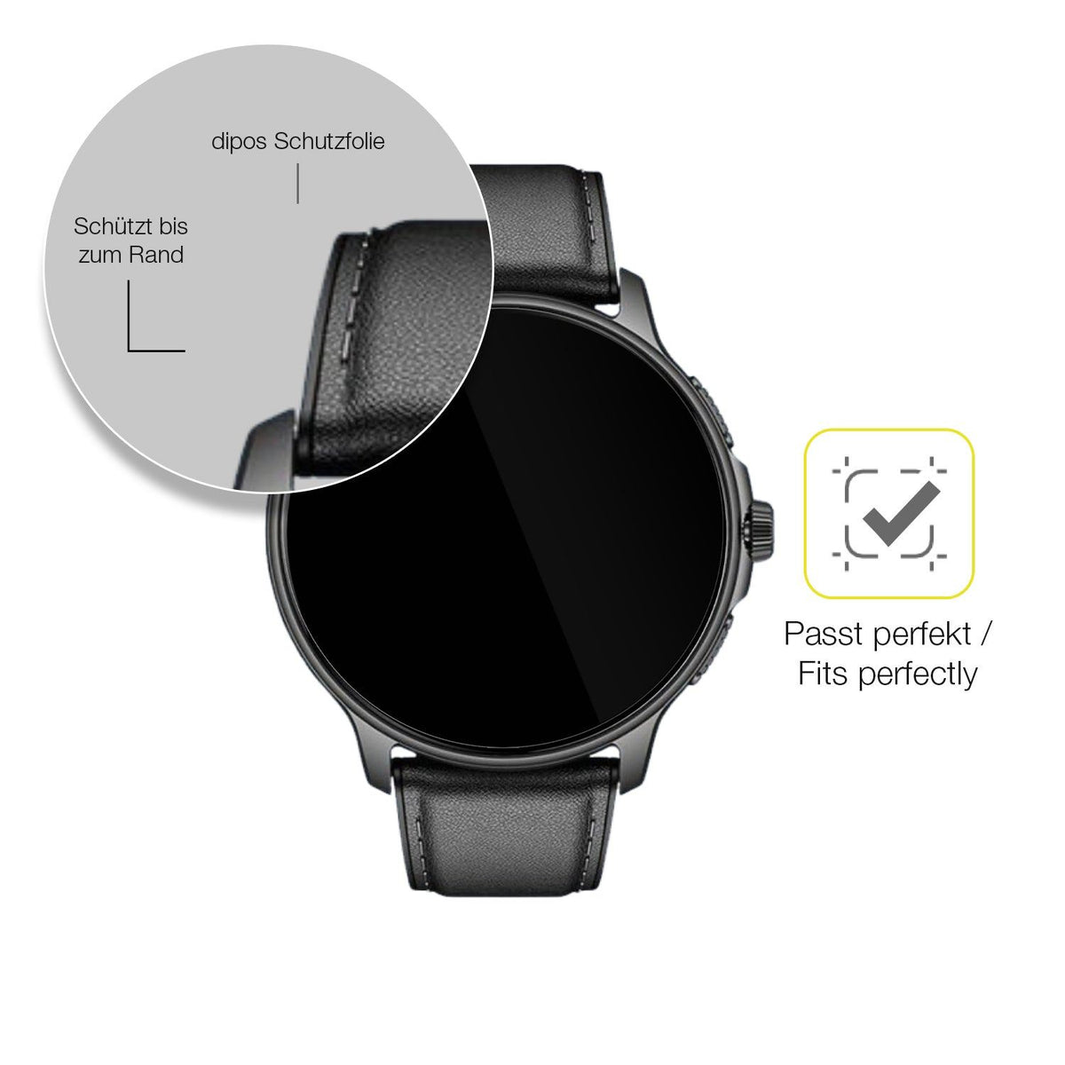 2x Screen Protector for Smartwatch 28.5mm durchmesser Protective Film covers