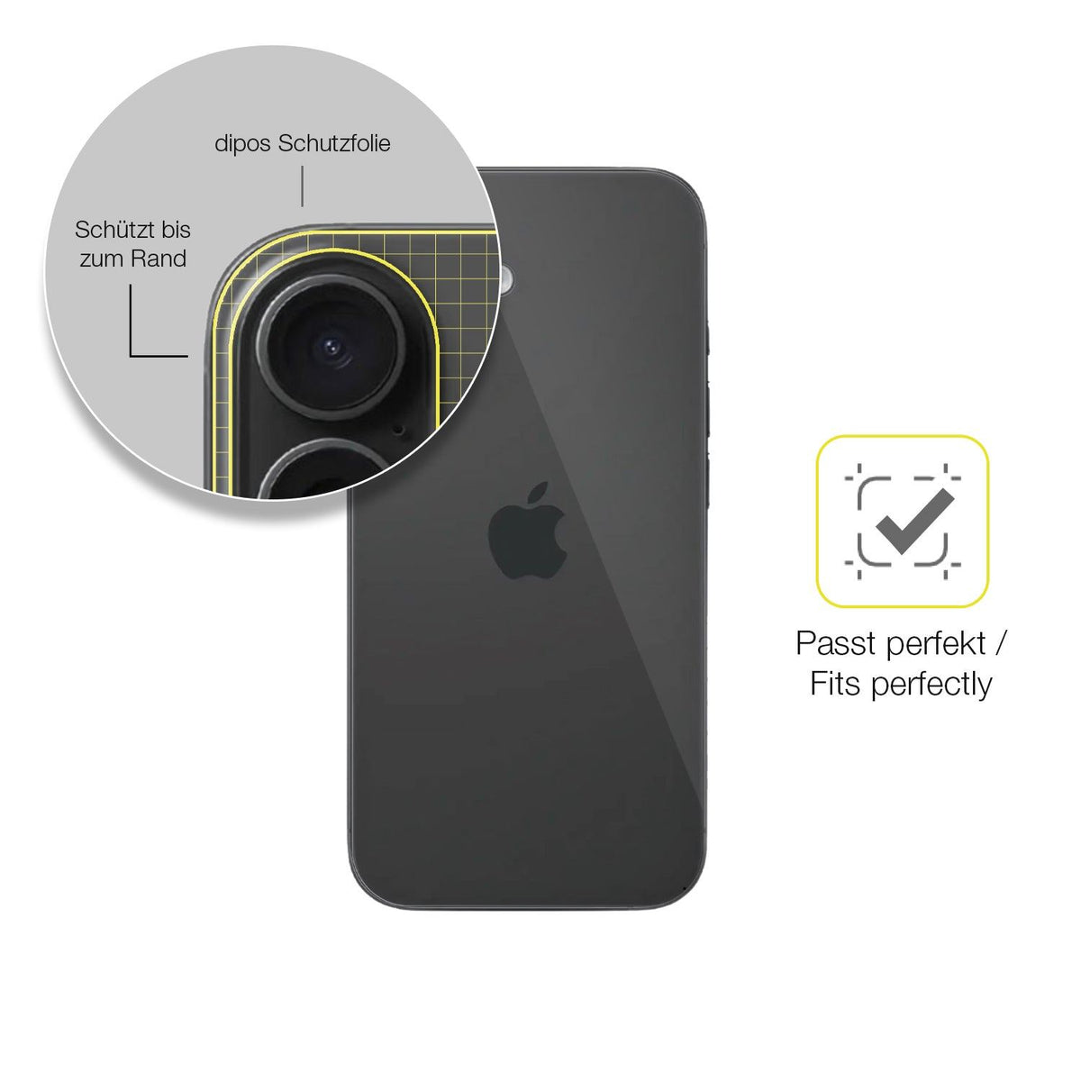 2x Screen Protector for Apple iPhone 16 Rückseite Protective Film covers 100%
