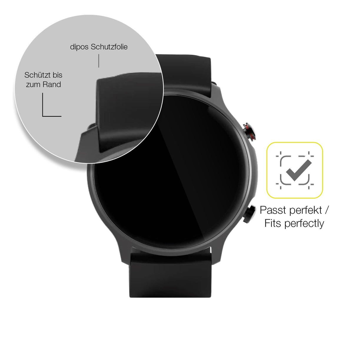 2x Screen Protector for Hama 6910 Smartwatch Protective Film covers 100% dipos