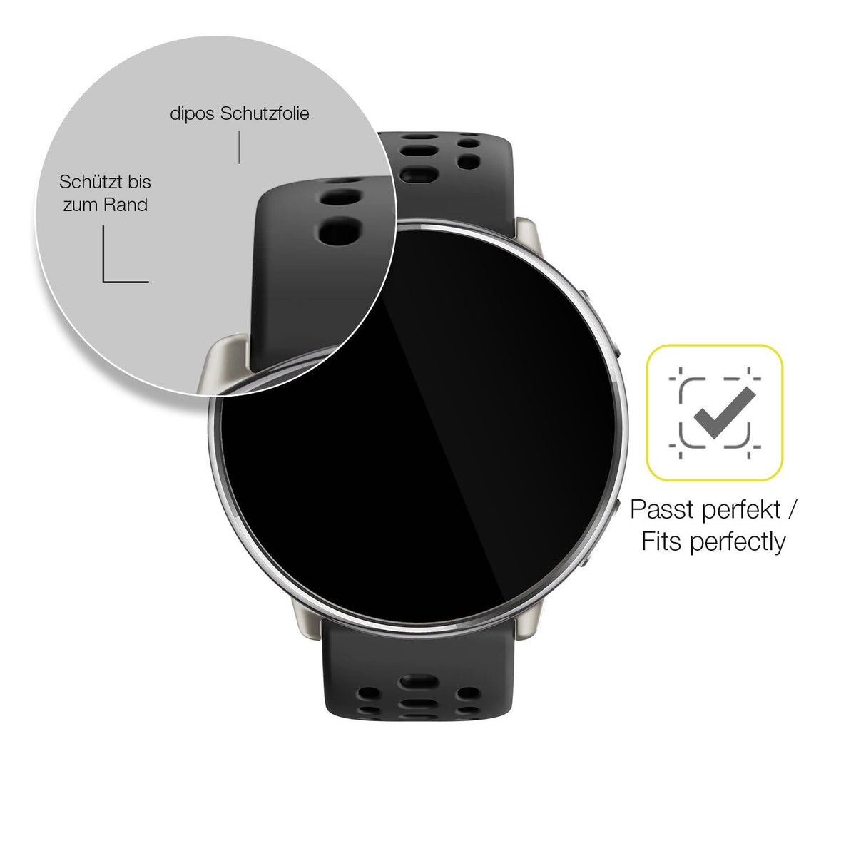 2x Screen Protector for Amazfit Active 2 Protective Film covers 100% dipos Flex