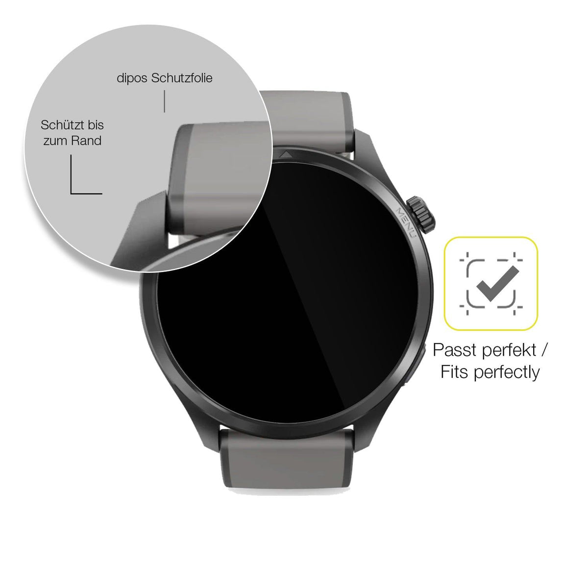 2x Screen Protector for Hama 9000 Smartwatch Protective Film covers 100% dipos