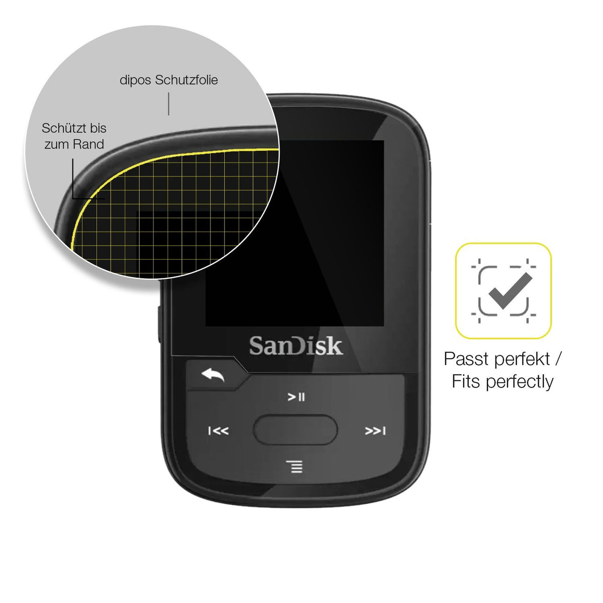 2x Screen Protector for SanDisk Clip Sport Plus Protective Film covers 100%