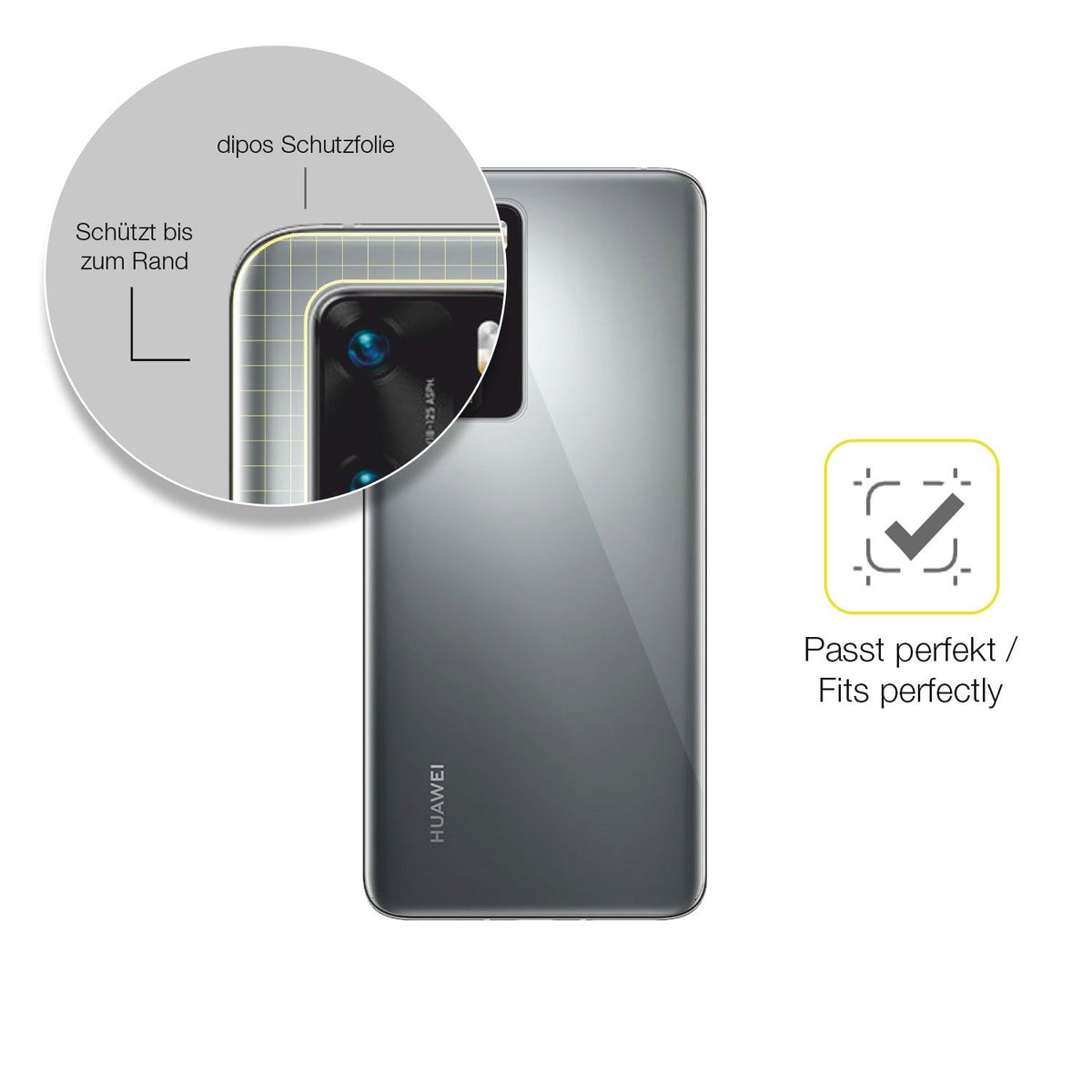 2x Screen Protector for Huawei P40 Pro Rückseite Protective Film covers 100%