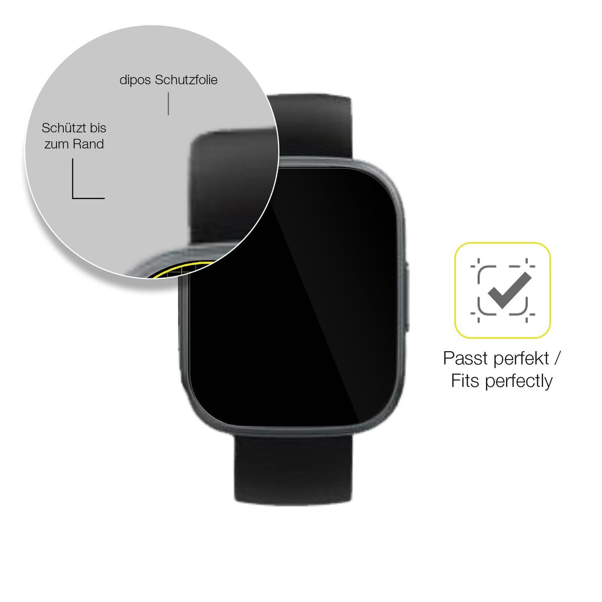 2x Screen Protector for Poonur T80 1.95 Zoll Protective Film covers 100% dipos