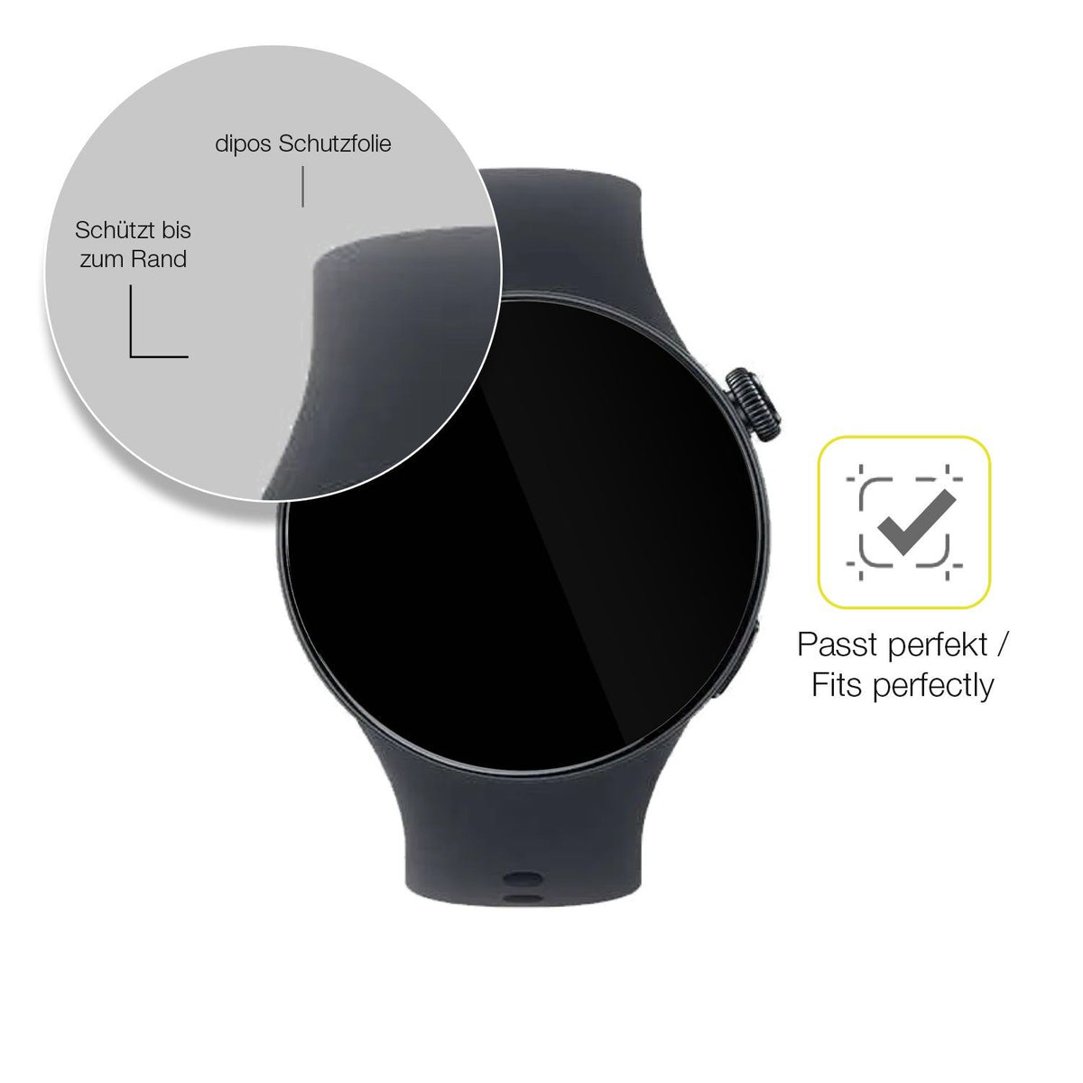 2x Screen Protector for Vivo Watch 5 Protective Film covers 100% dipos Flex