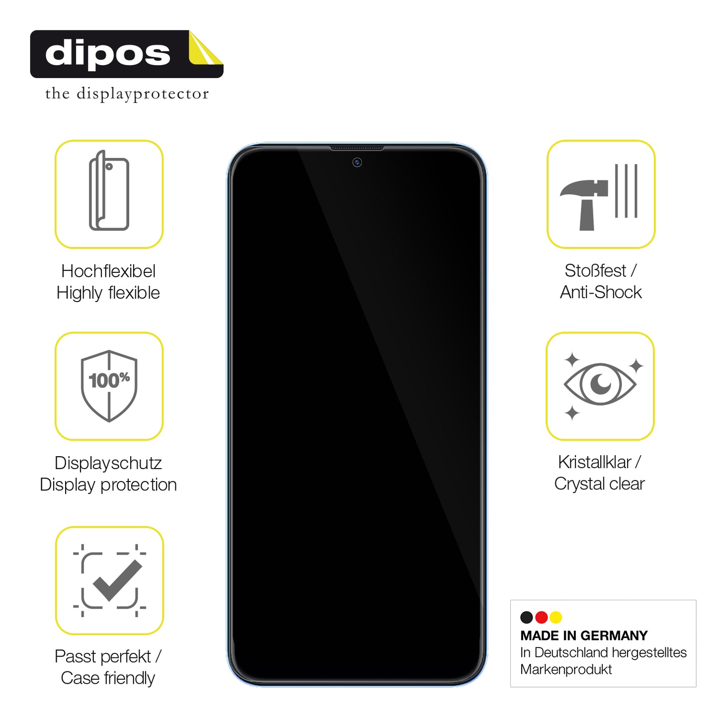 Displayschutz hergestellt in Deutschland, höchste Qualität made in Germany