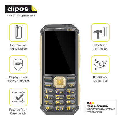 2x Screen Protector for Cellecor C1000 Protective Film covers 100% dipos Flex