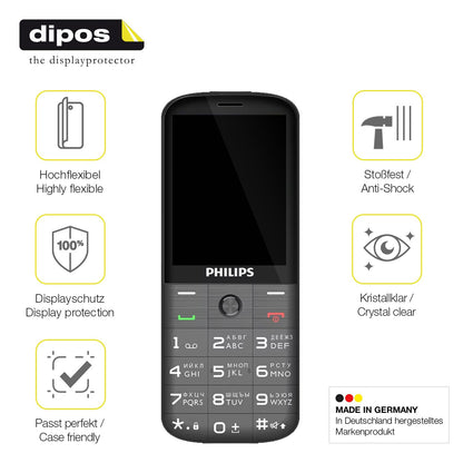 2x Screen Protector for Philips Xenium E227 Protective Film covers 100% dipos