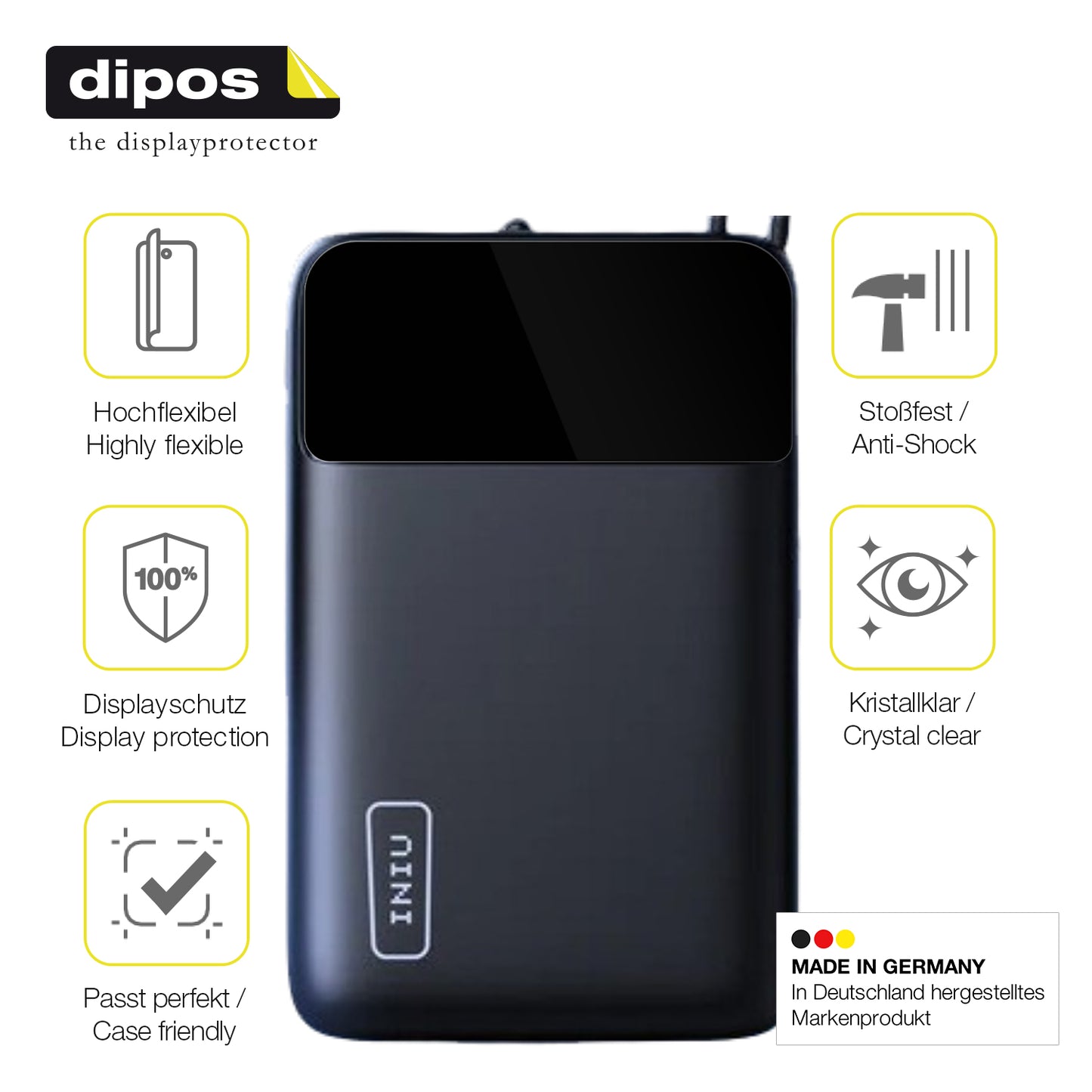 2x 3D Full Cover Schutzfolie für INIU Carry P51-E2