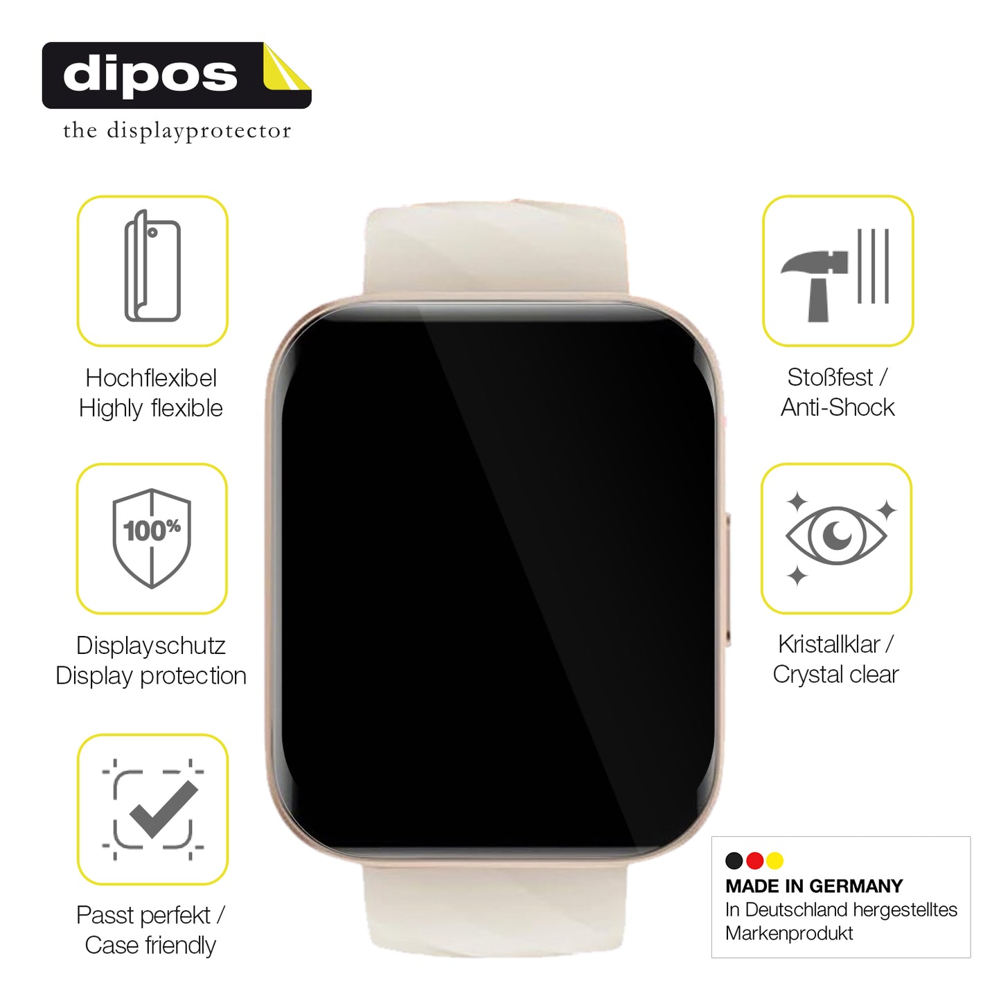 2x 3D Full Cover Schutzfolie für Mutoy Smartwatch 1.69 Zoll