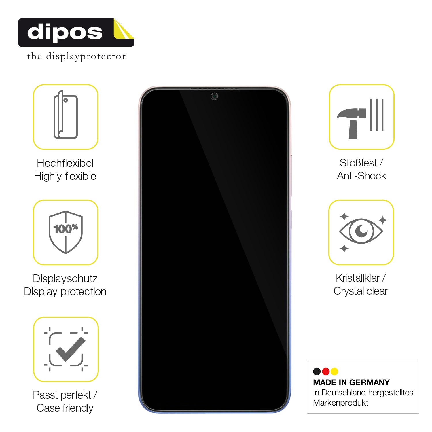Displayschutz hergestellt in Deutschland, höchste Qualität made in Germany