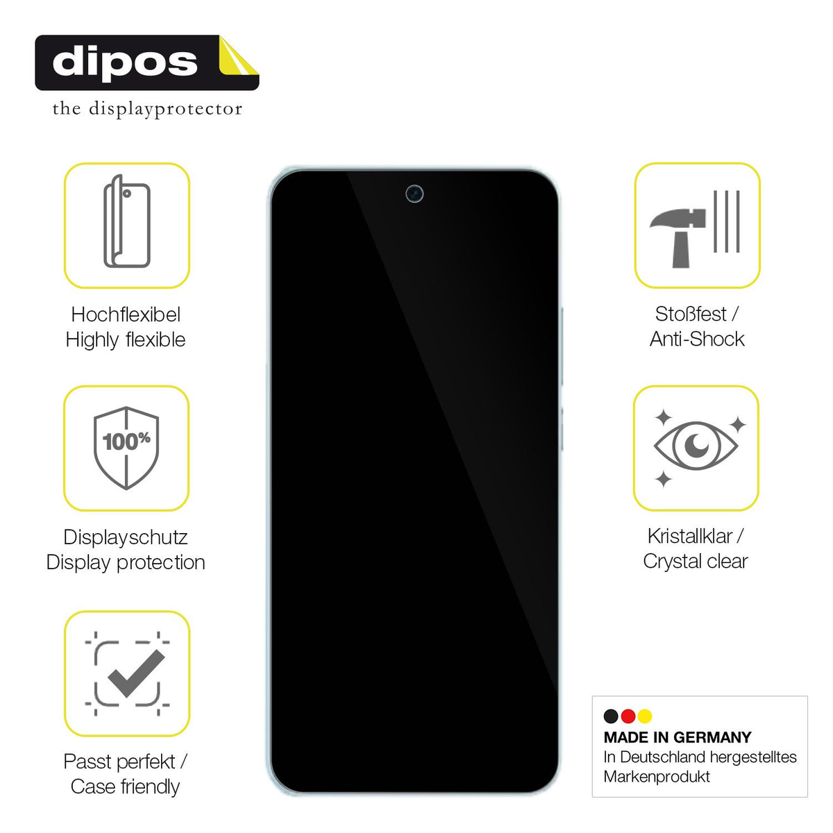 2x Screen Protector for Vivo V60 Protective Film covers 100% dipos Flex