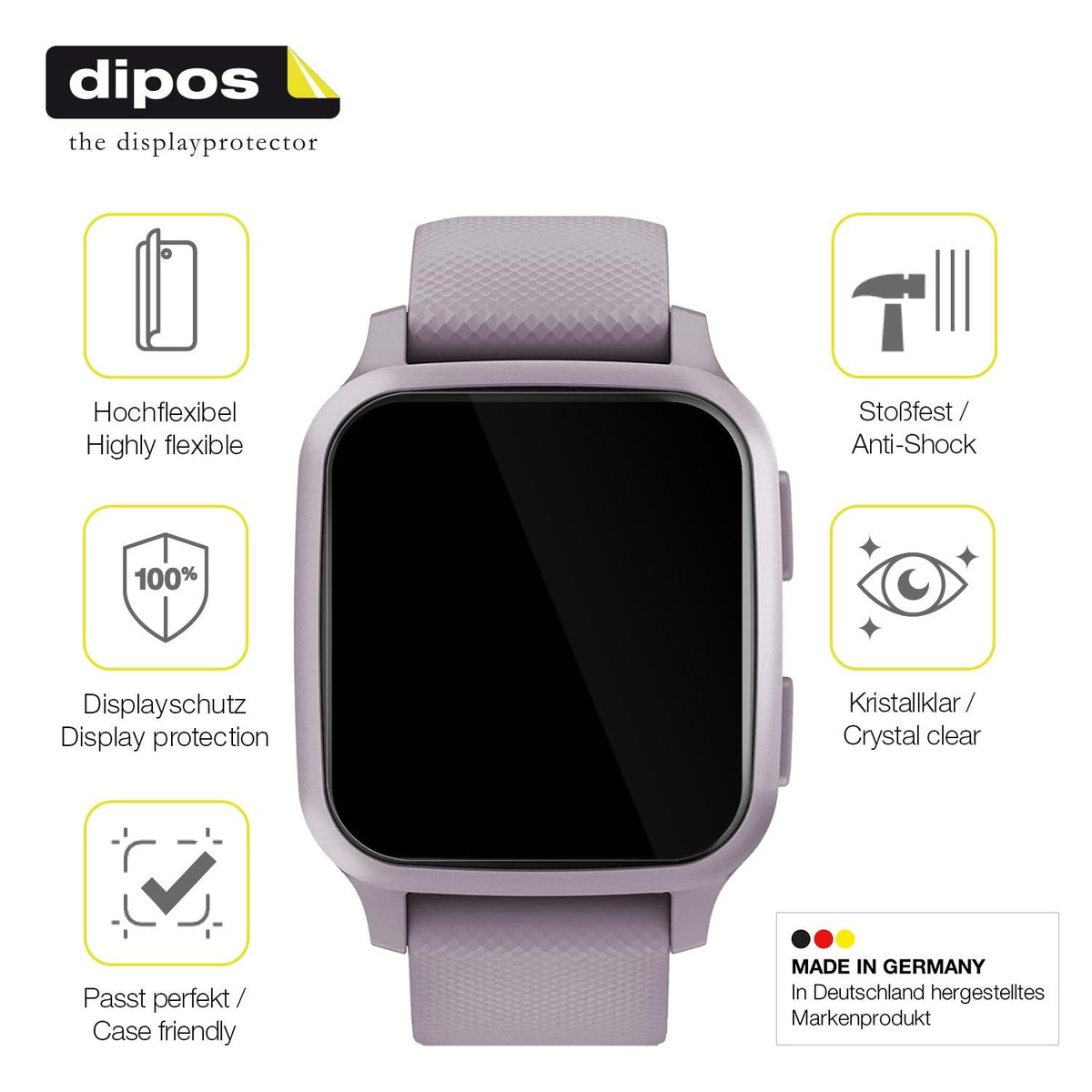 dipos FLEX 2x Clear Screen Protector for Garmin Venu Sq 2