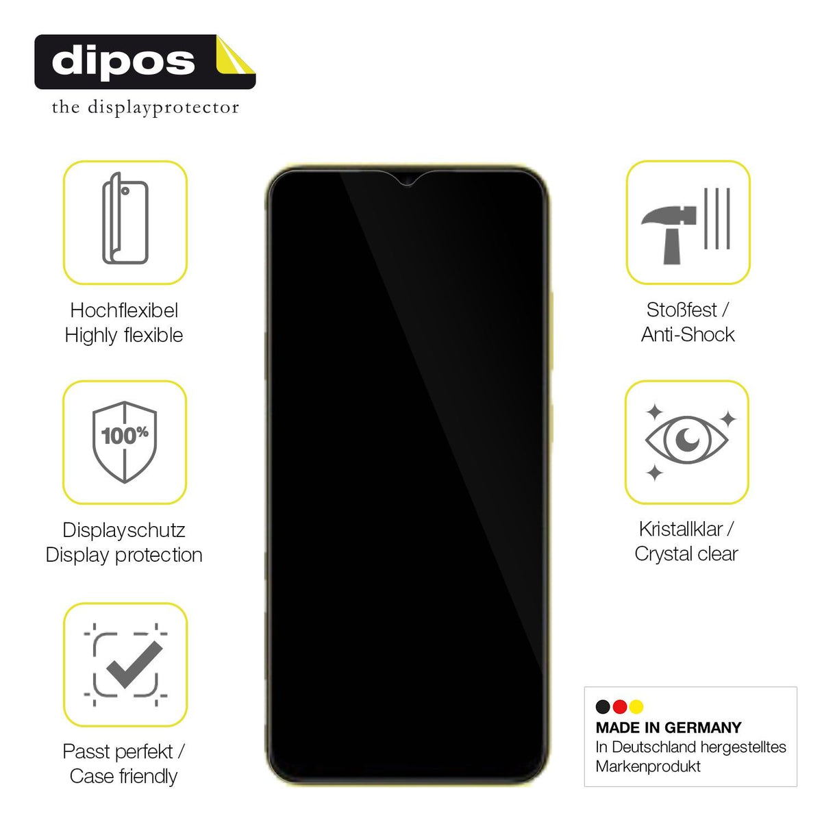 2x Screen Protector for Xiaomi POCO M4 5G Protective Film covers 100% dipos Flex