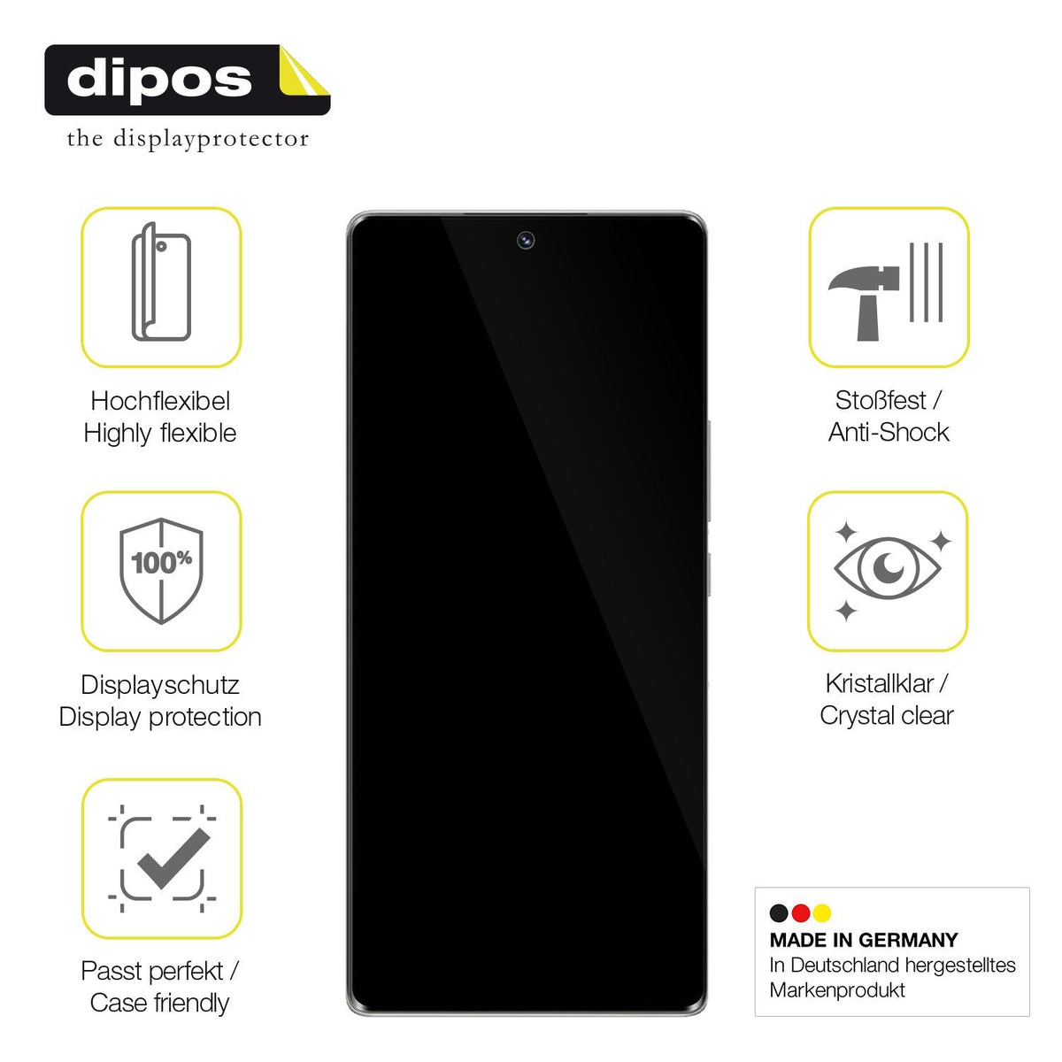 2x Screen Protector for HONOR 70 Protective Film covers 100% dipos Flex