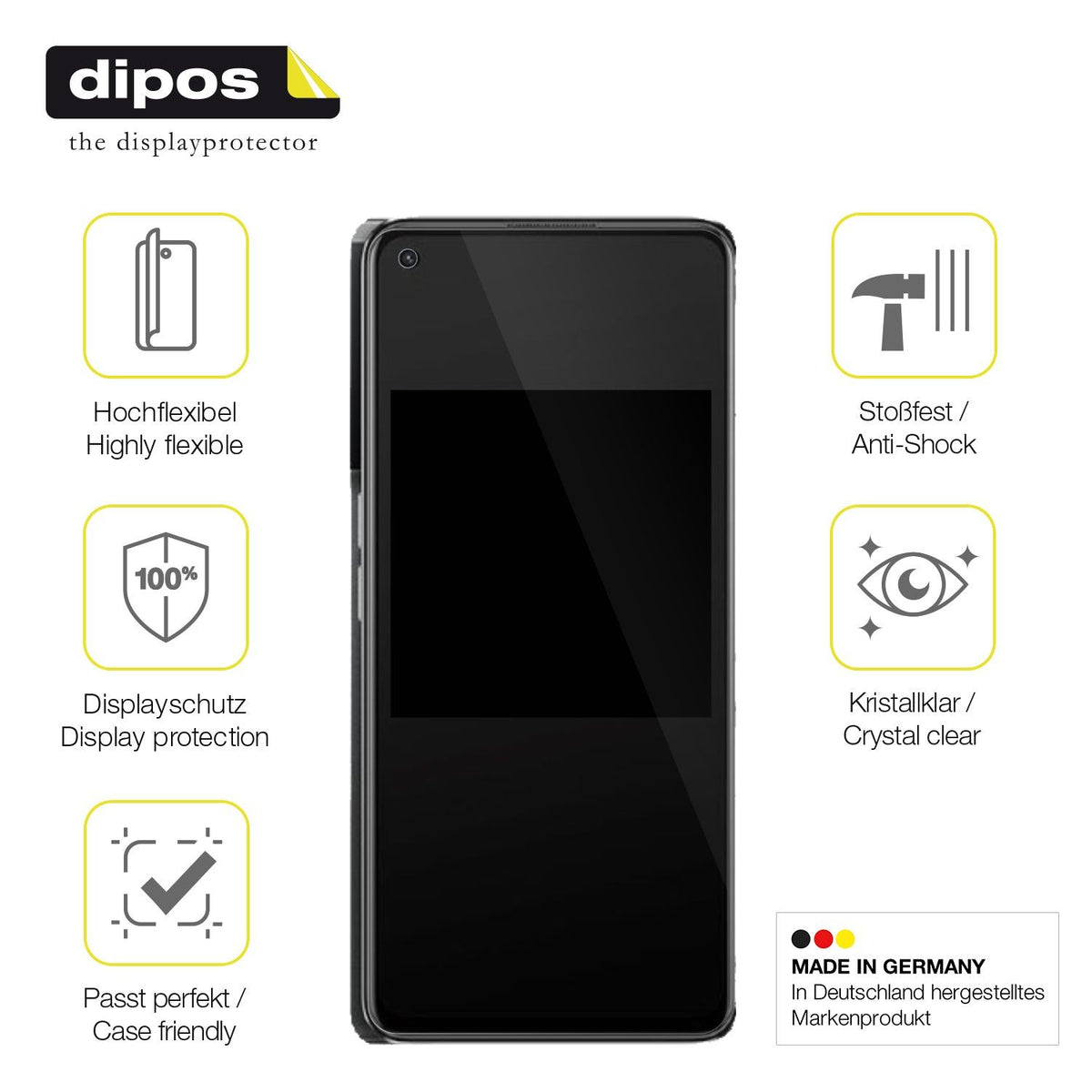 3x Screen Protector for Oppo K10 Pro 5G Protective Film covers 100% dipos Flex