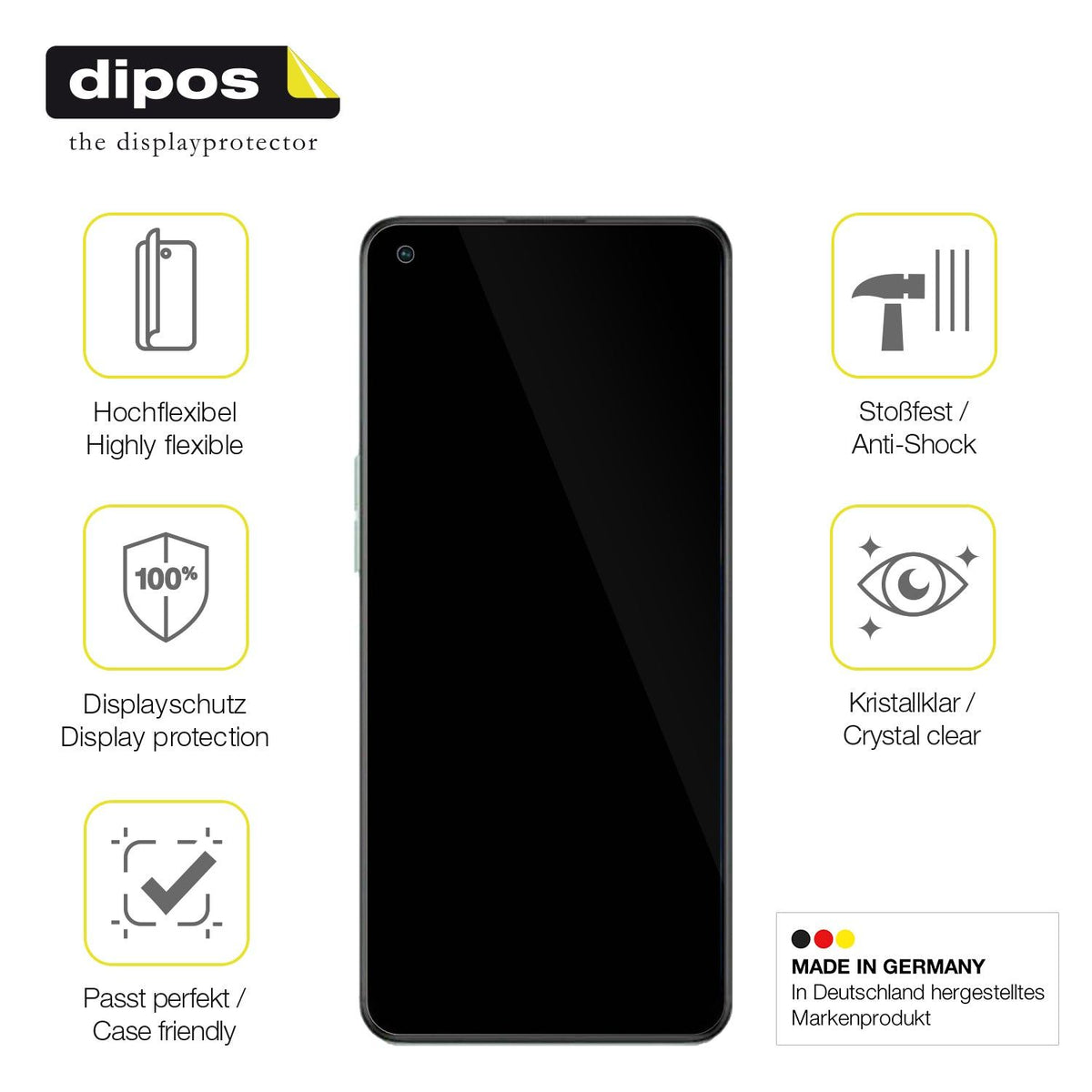 3x Screen Protector for Oppo Reno7 Z 5G Protective Film covers 100% dipos Flex