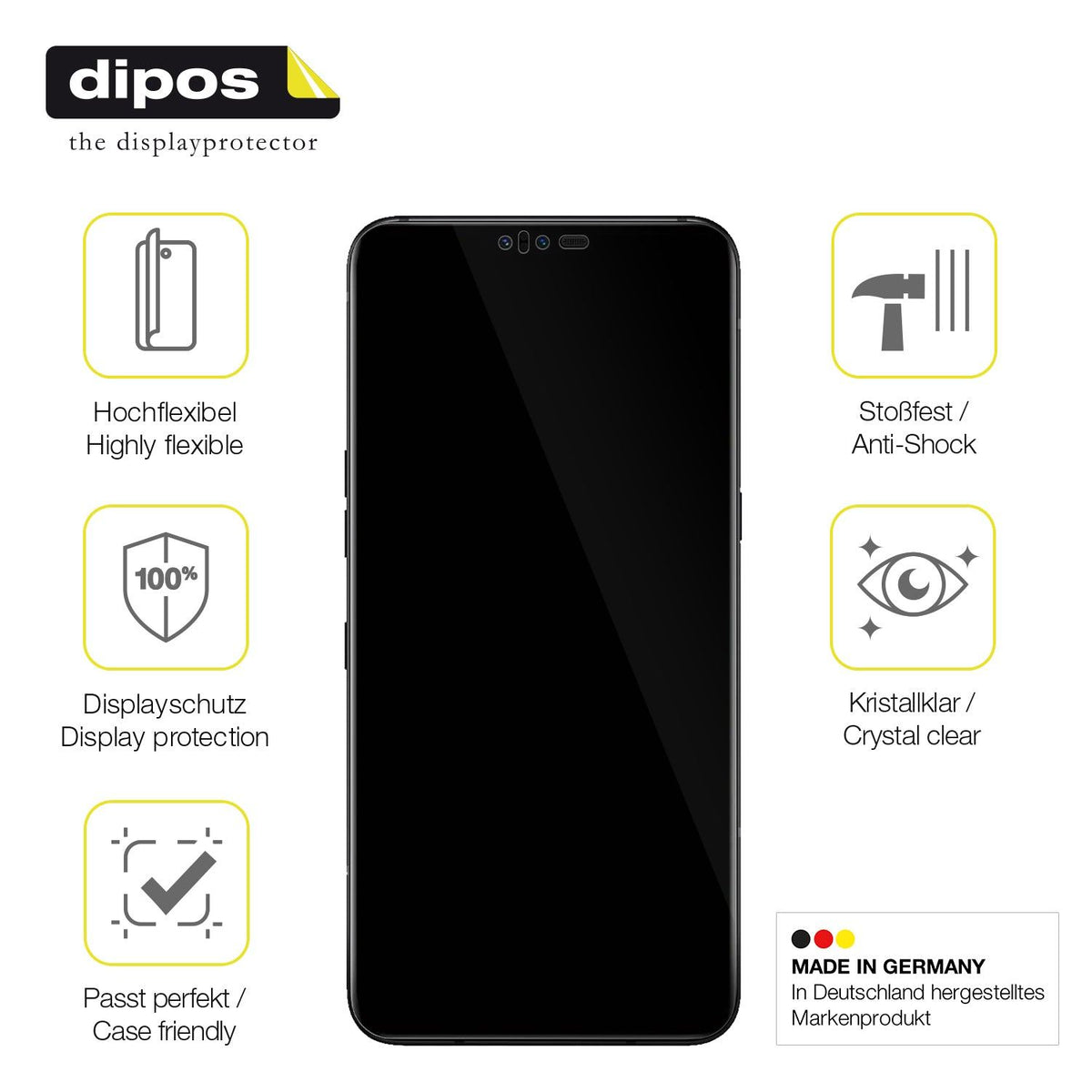 2x Screen Protector for LG V50 ThinQ Protective Film covers 100% dipos Flex