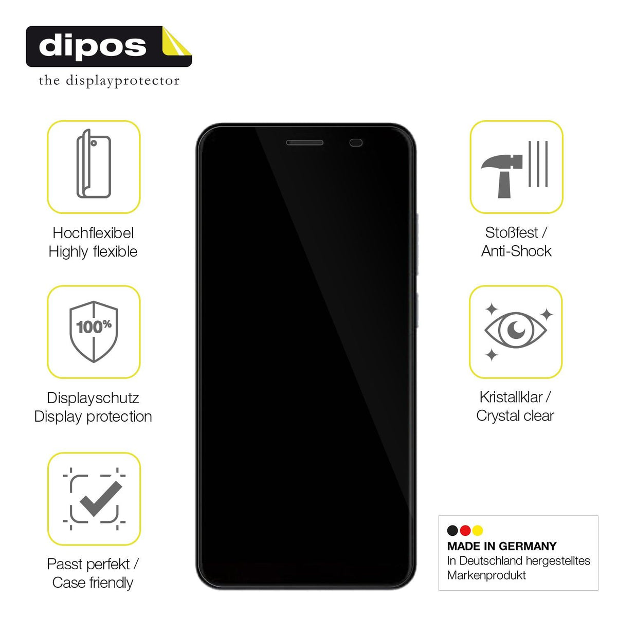 2x Screen Protector for Lava Iris 88S Protective Film covers 100% dipos Flex