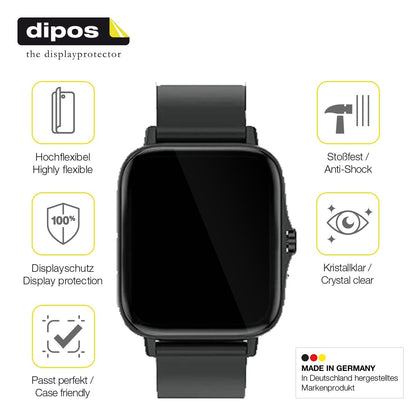 3x Screen Protector for Kaseemi 1,7 inch Smartwatch Protective Film covers 100%