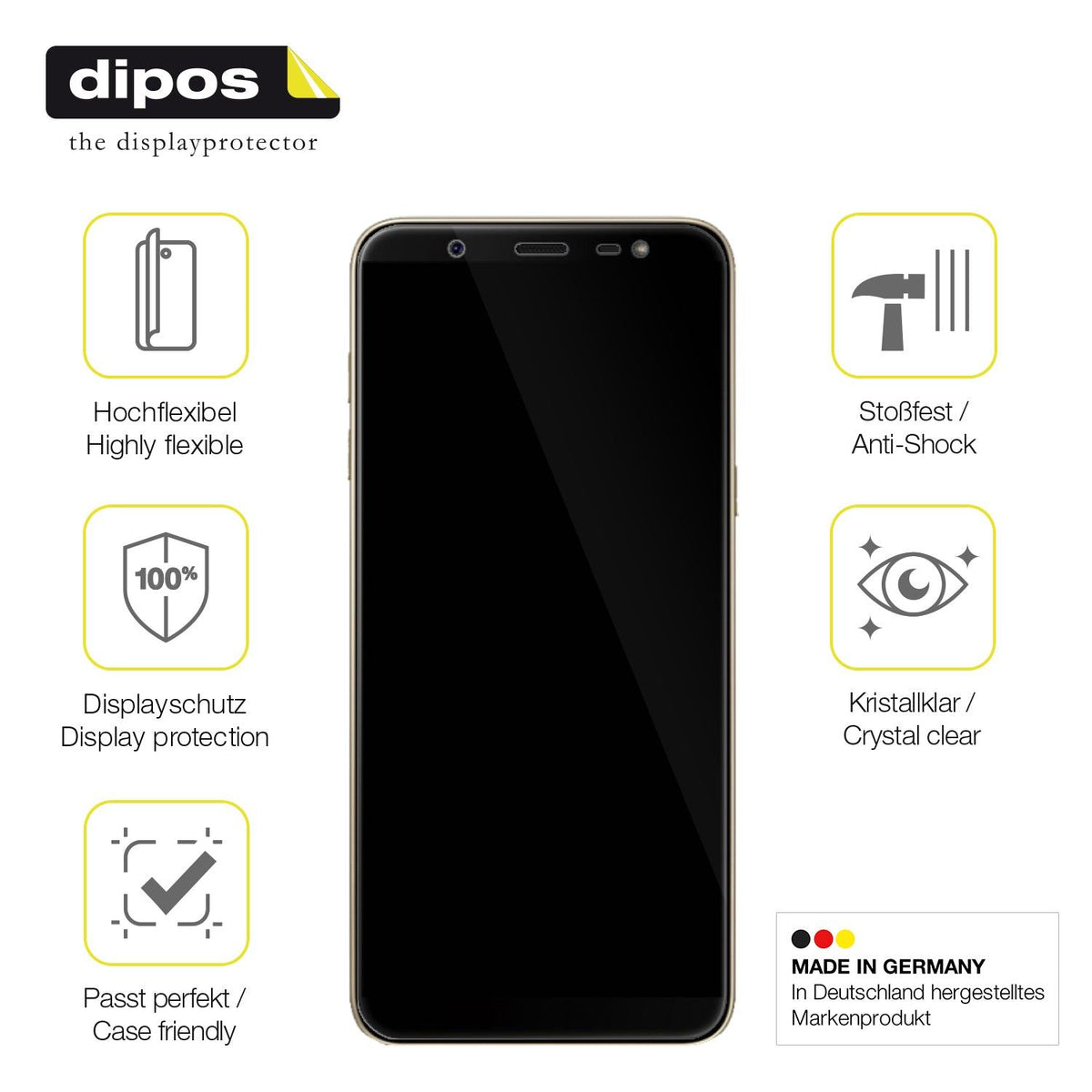 2x Screen Protector for Samsung Galaxy J8 Protective Film covers 100% dipos Flex