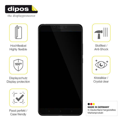 2x Screen Protector for Xiaomi Mi Max 3 Protective Film covers 100% dipos Flex