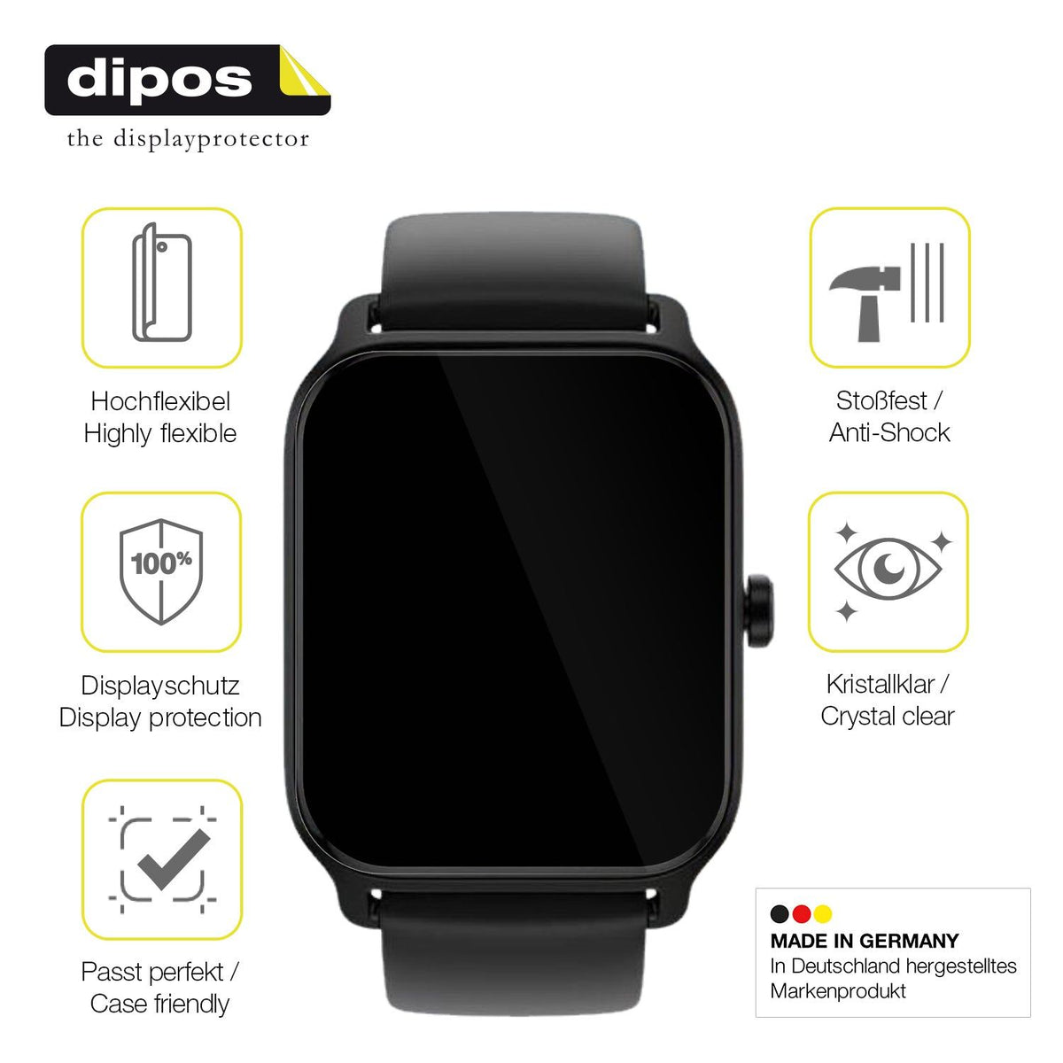 2x Screen Protector for IFMDA 1.8 Zoll Smartwatch Protective Film covers 100%