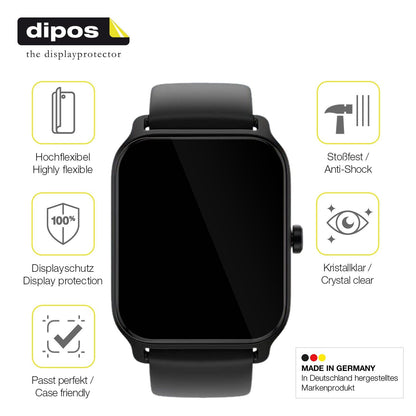 2x Screen Protector for IFMDA 1.8 Zoll Smartwatch Protective Film covers 100%
