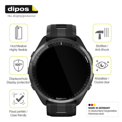 2x Screen Protector for Garmin Forerunner 965 Protective Film covers 100% dipos