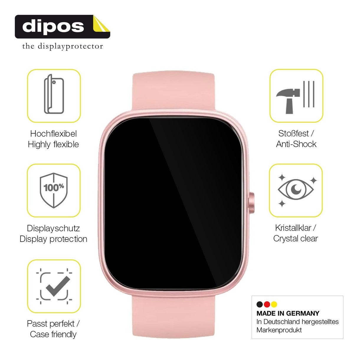 2x Screen Protector for Dyurwa T60 1.91 Zoll Protective Film covers 100% dipos