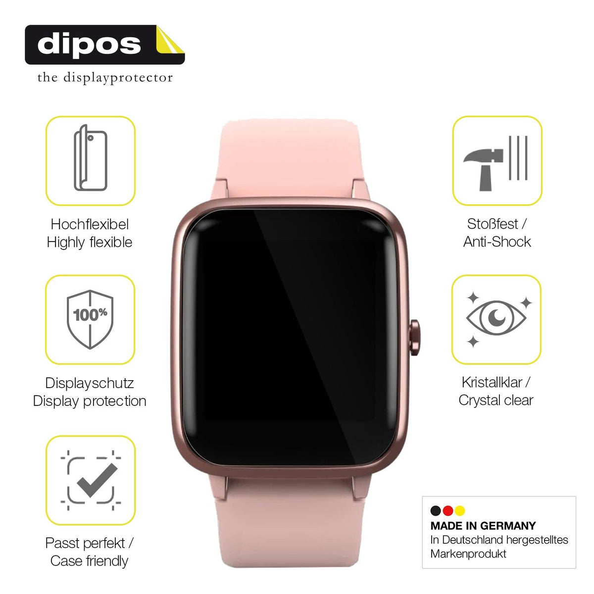 2x Screen Protector for Hama 5910 Smartwatch Protective Film covers 100% dipos