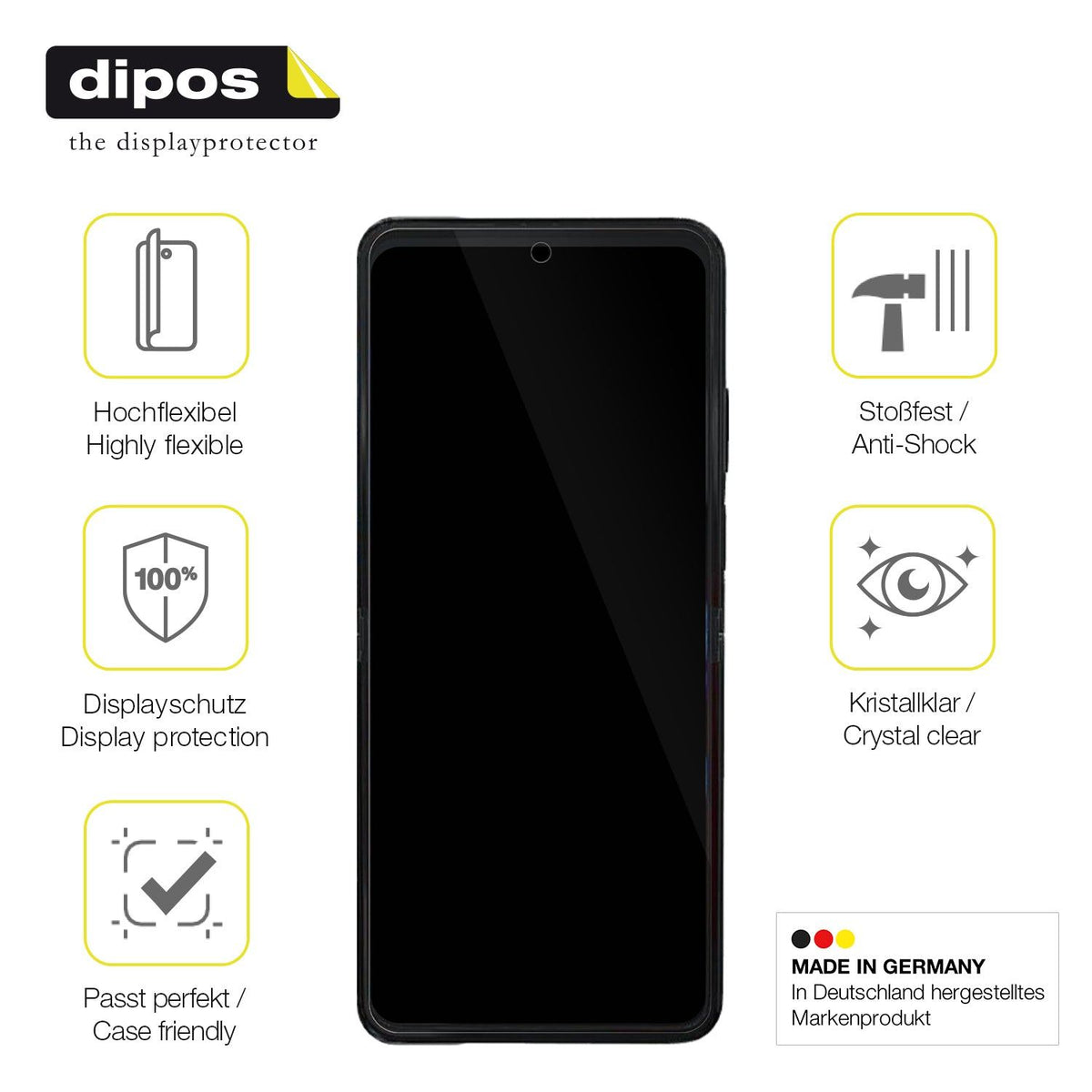 2x Screen Protector for ZTE Nubia Flip 2 Protective Film covers 100% dipos Flex
